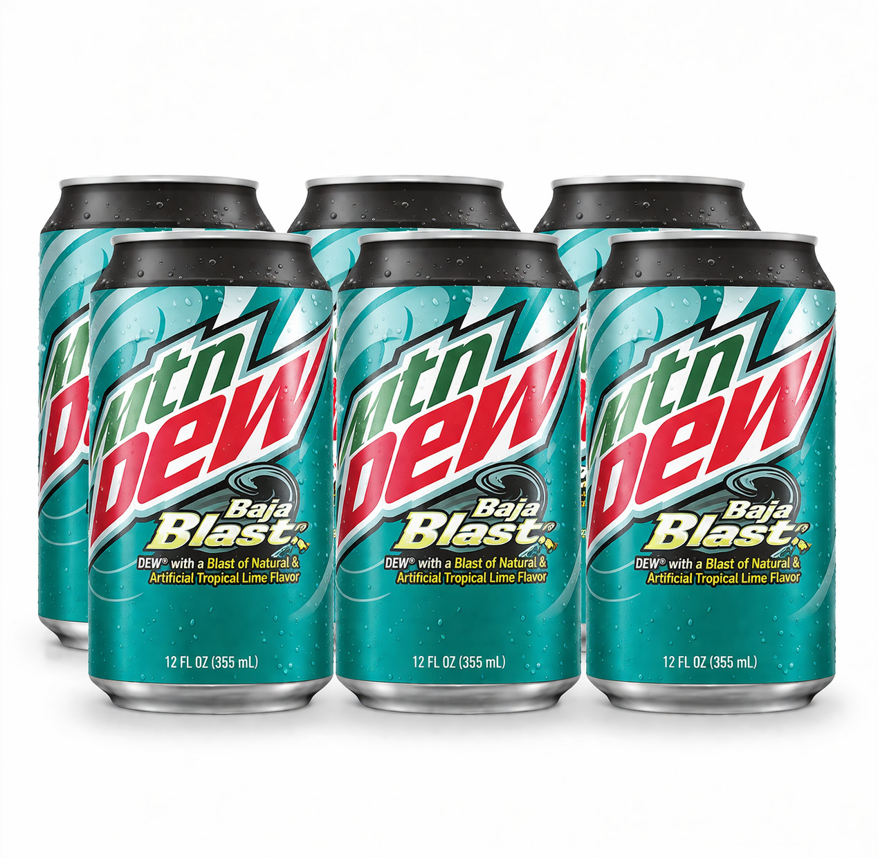 Mountain Dew Baja Blast 12oz Can Pack of 6 |  Refreshing Soda | Free Delivery