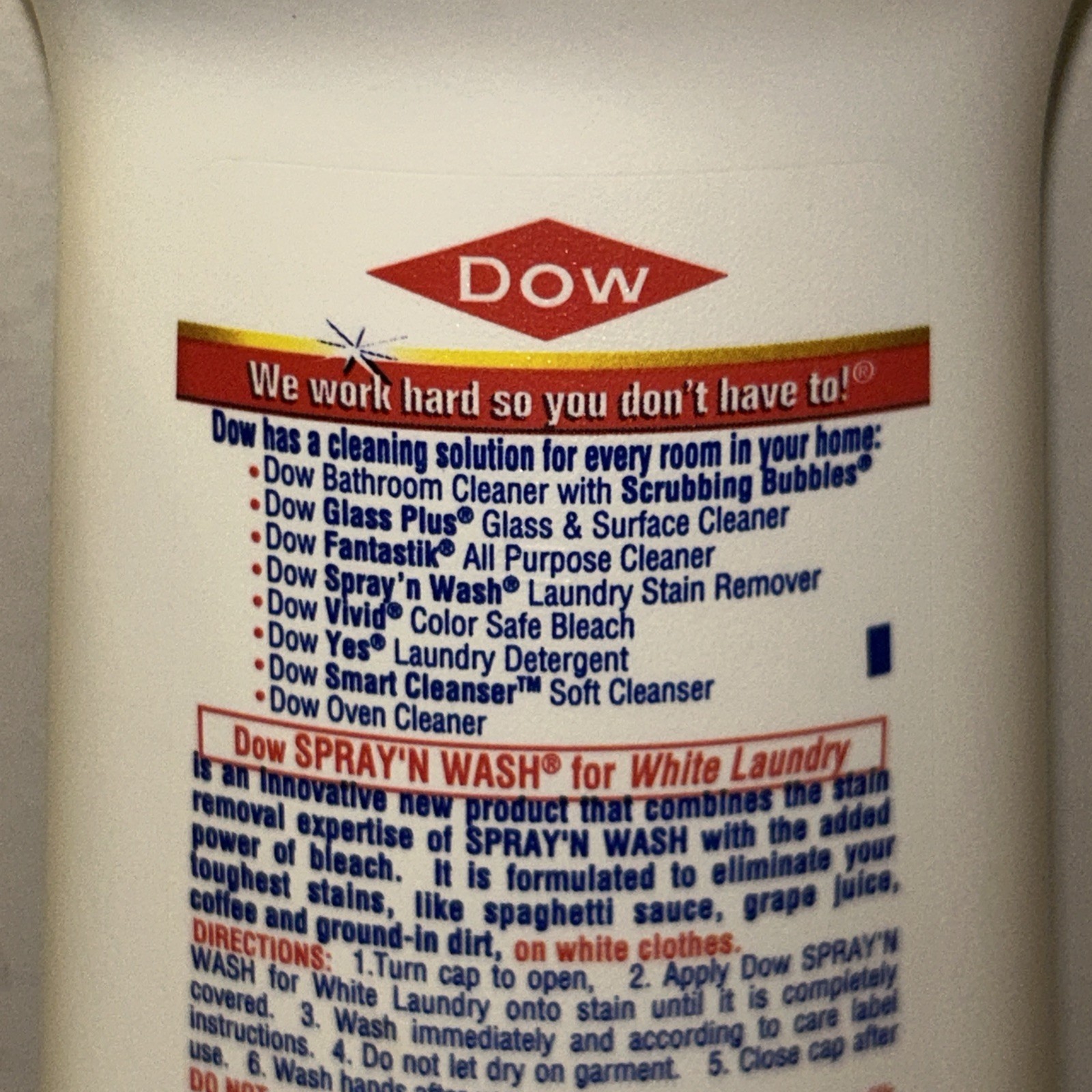 3 Dow Spray ’n Wash Bleach Gel White Laundry Stain Remover 16oz - Full/Near Full