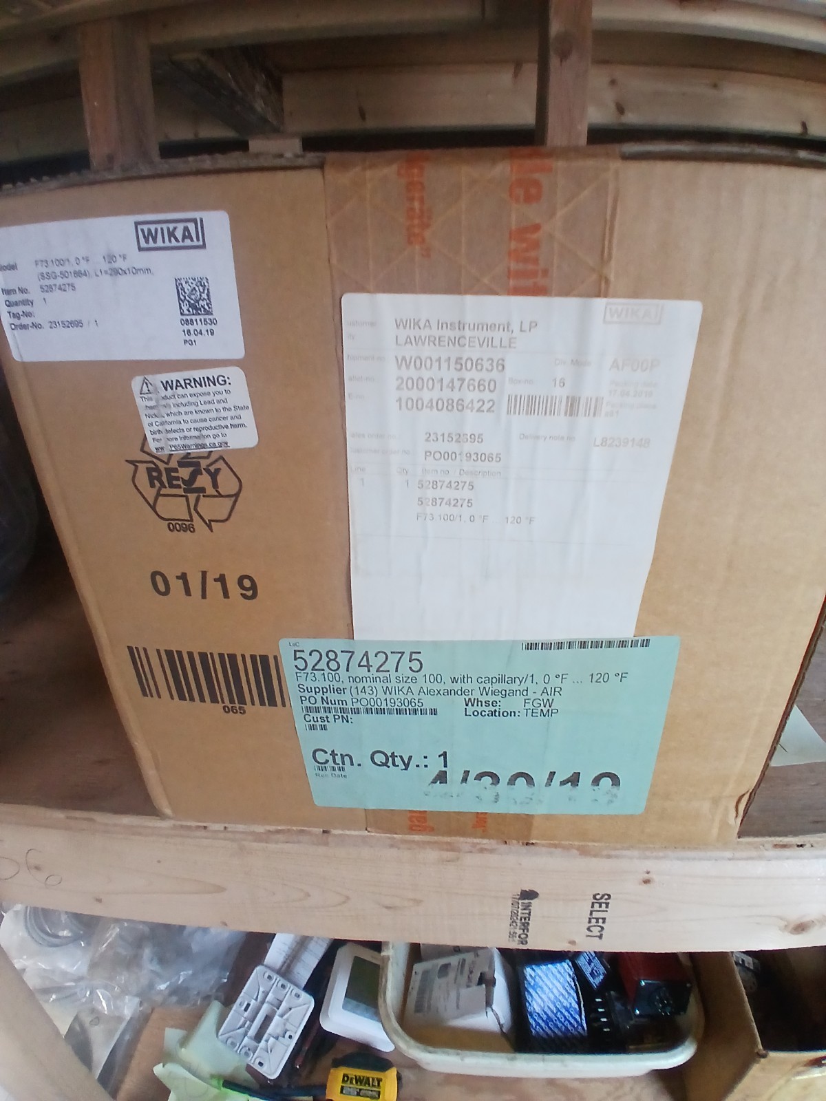 New Wika EN 13190 Gas System Temperature Gauge 0 - 120 F