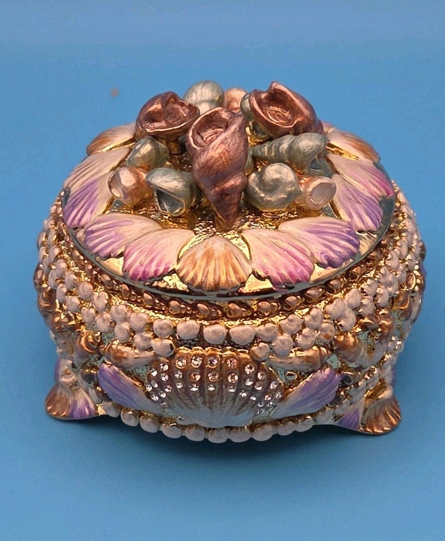 Keren Kopal Golden Seashells Trinket Box BX1267 Austrian Crystals 2017