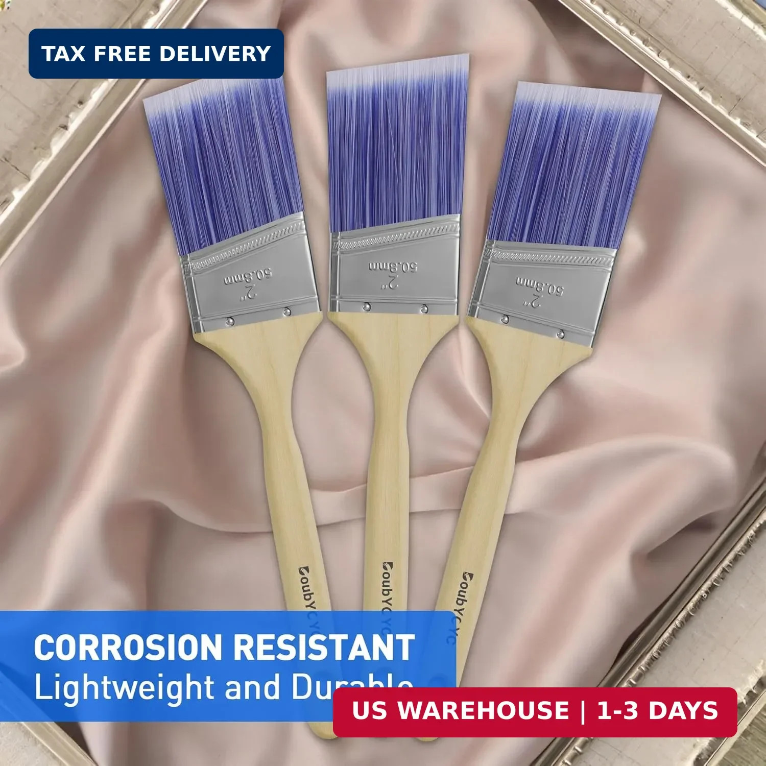 Paint Brushes - 6 Pack, 2" Angle Brushes, Paint Brush Set, Paint Brushes for Wal