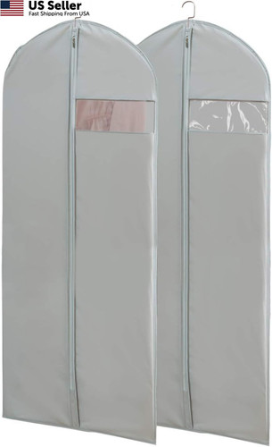Dress Bags for Gowns Long, 65'' Long Clear Set of 2(23.3" x 65"), Gray