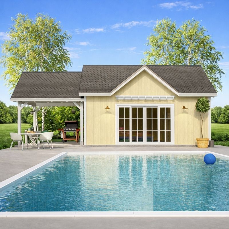 Traditional Pool House Plan, Plan,Country Shed design blueprints