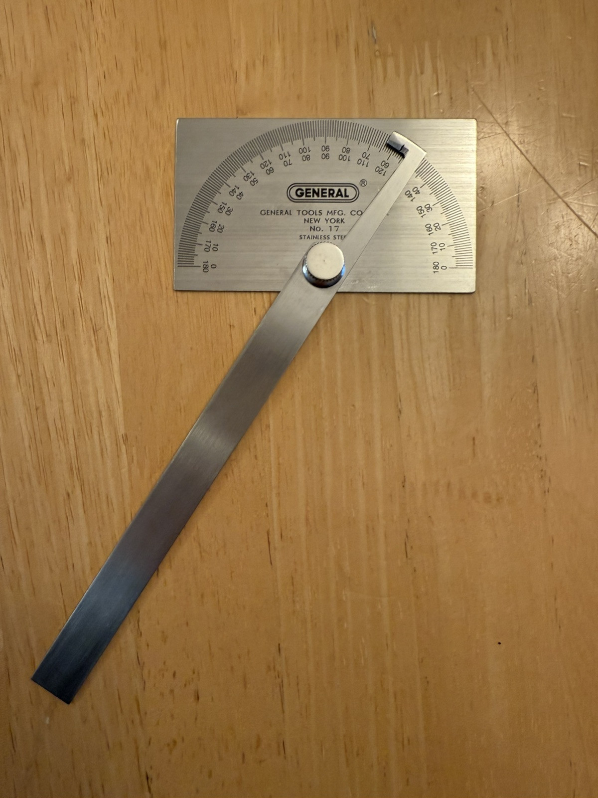 General Tools Angle Protractor #17 Stainless Steel Square Head - Measuring Tool