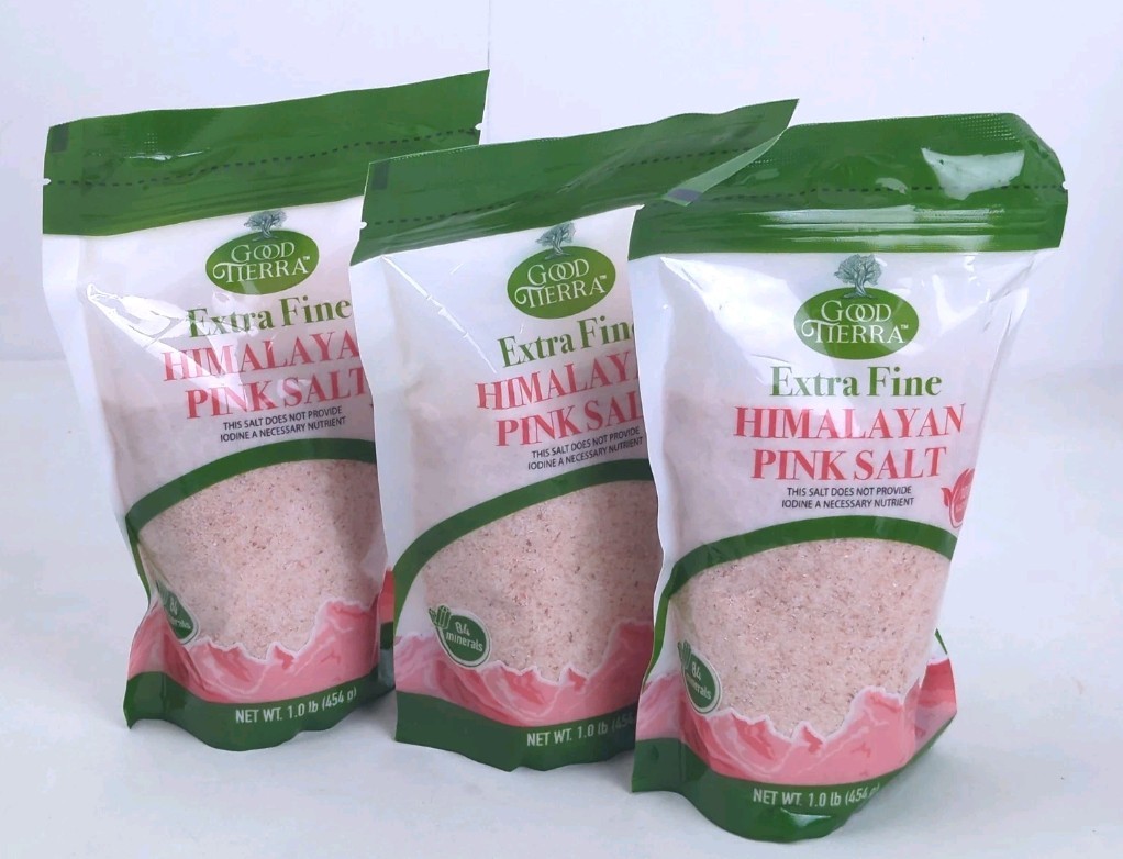 3pk Good Tierra HIMALAYAN PINK Salt, EXTRA FINE, 1 lb. Bags 100% Natural, NEW