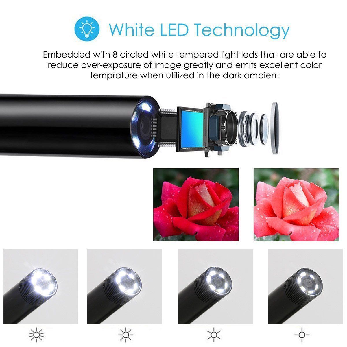 5M 8LED WiFi Borescope Endoscope Snake Inspection Camera for iPhone Android iOS