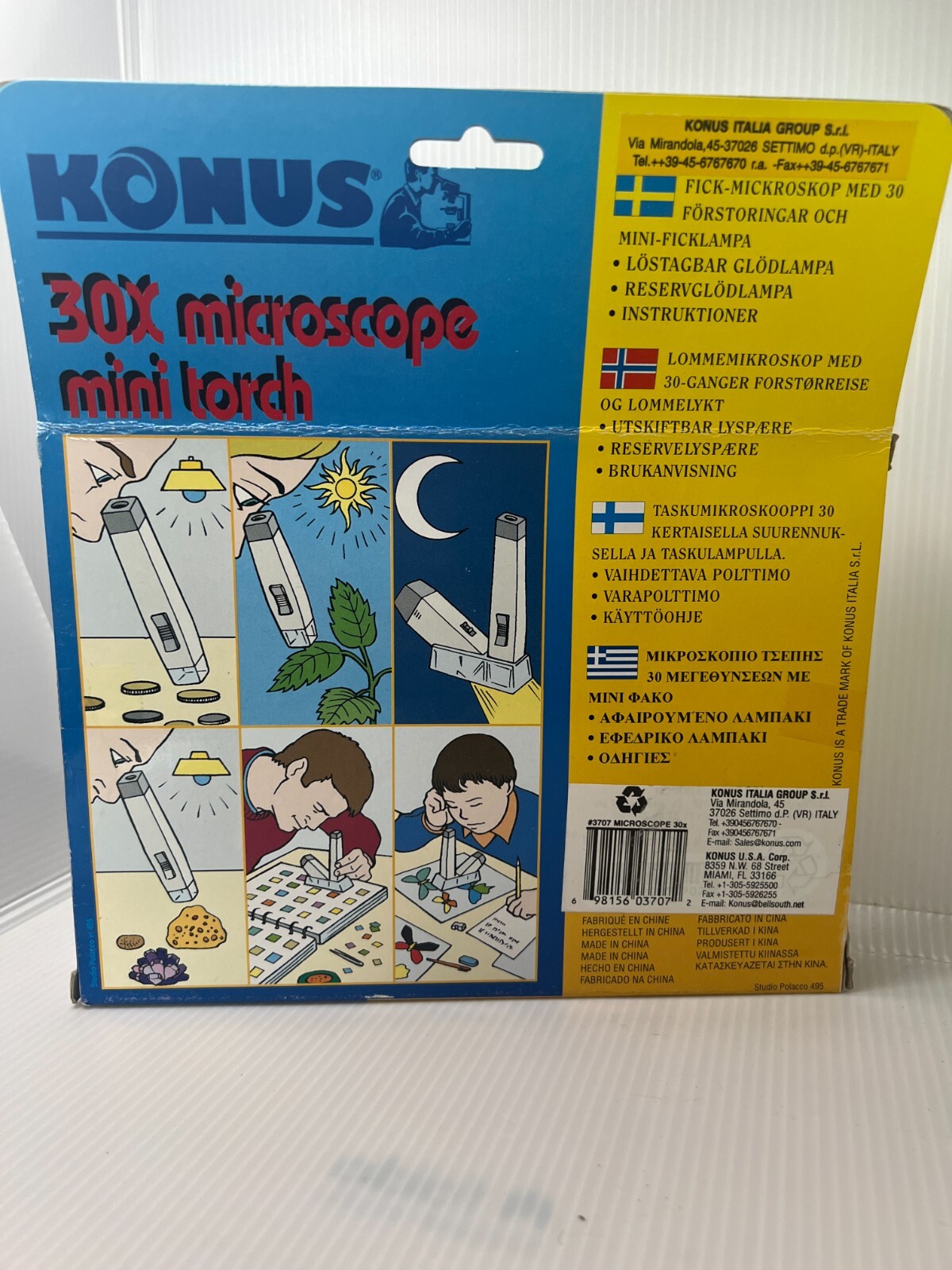 30X ILLUMINATED MICROSCOPE HAND HELD PORTABLE VINTAGE Konus W/ Case NIB