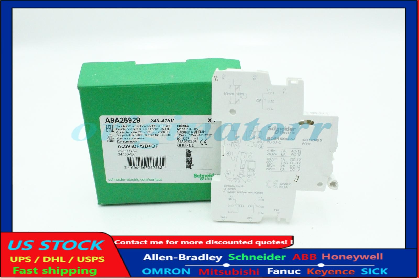 Schneider Electric A9A26929 Dual Auxiliary Switch 240-415V- New Free Shipping