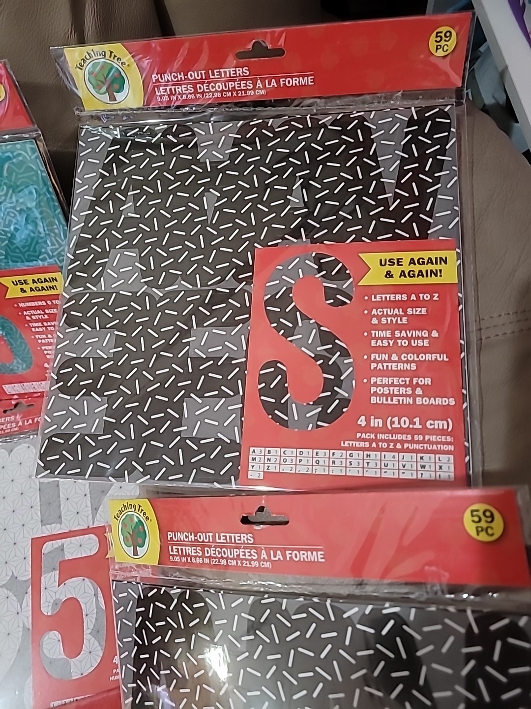 9 X Die-Cut Letters, Numbers, Punctuation - Multi -total 541 Pc - Teaching Tree