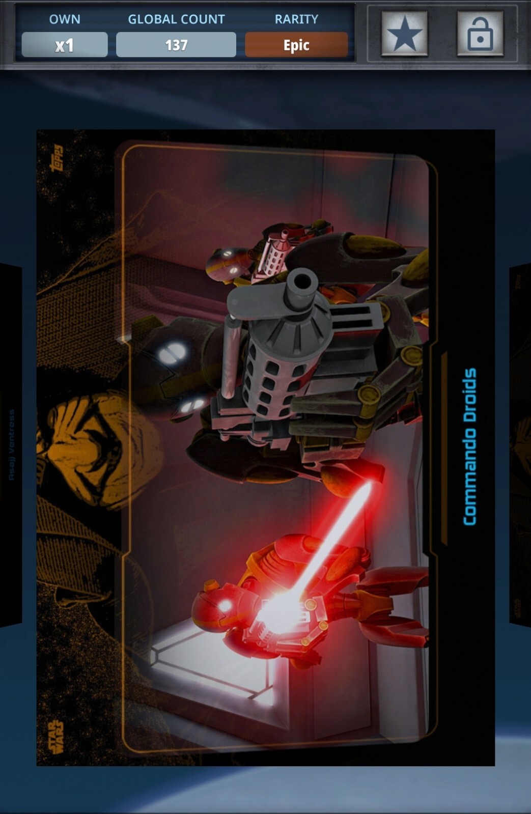 Star Wars Card Trader The Growing Menace W2 Base EPIC Commando Droids Digital