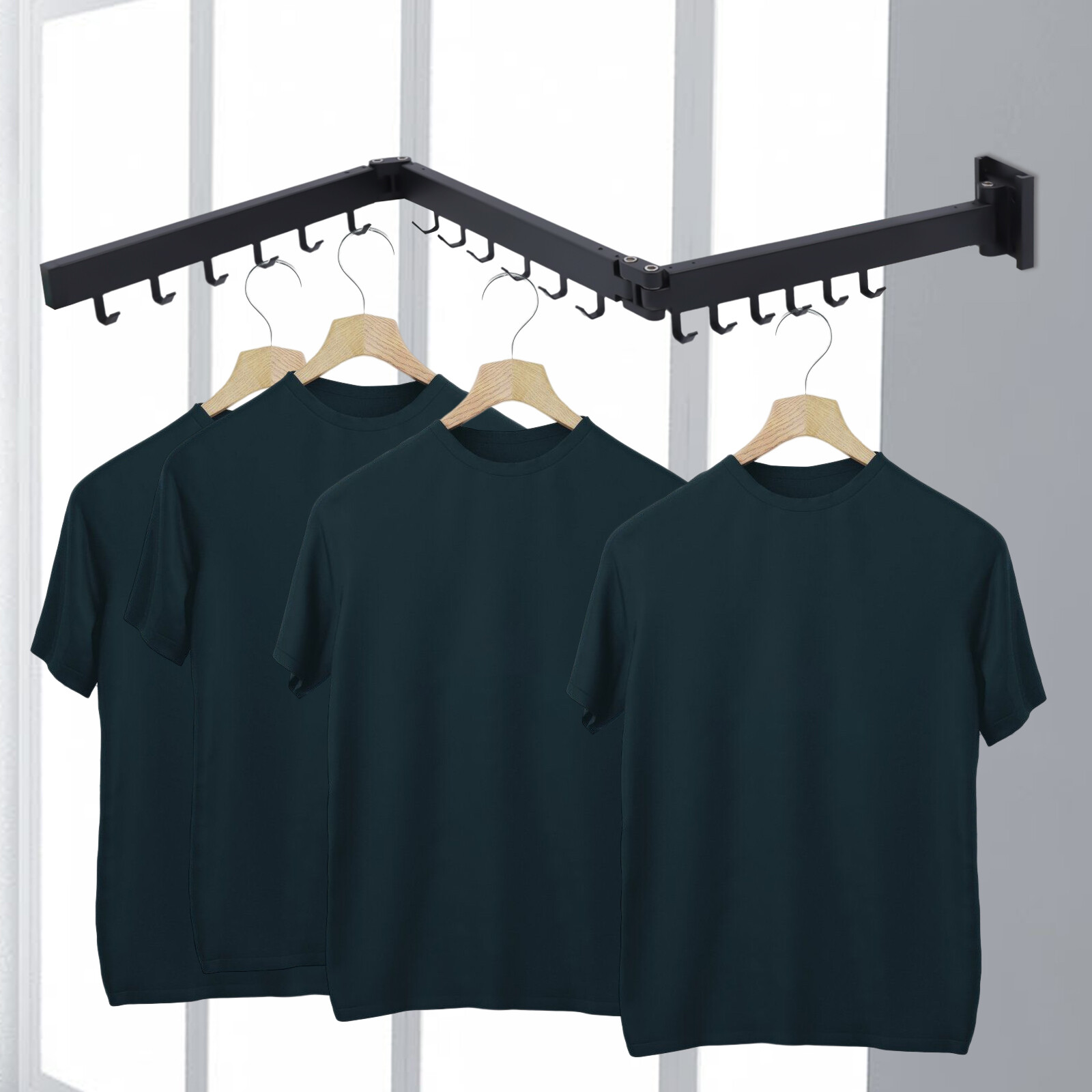 Clothes Drying Rack Laundry Organizer Folding Retractable Wall Mount Hanger