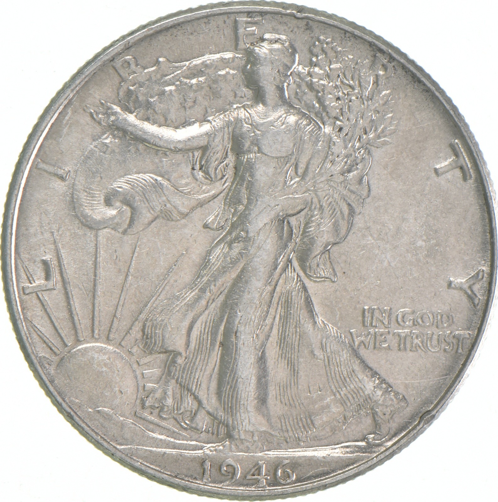 AU 1946 (P) Walking Liberty Half Dollar Almost Unc 90% Silver (1pc)