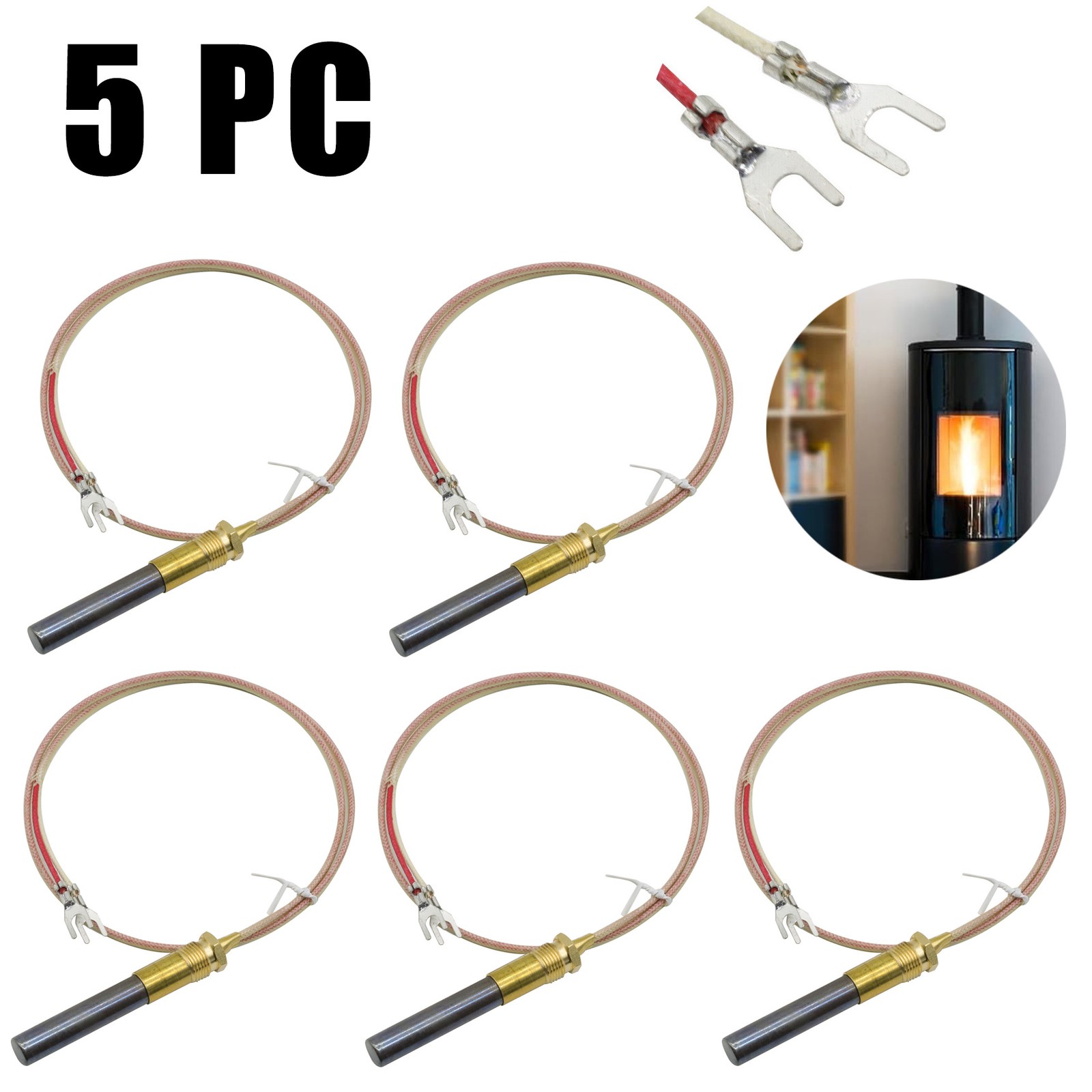 5PC 24" Universal Fireplace Millivolt Resistance Thermopile Pilot Generators 750