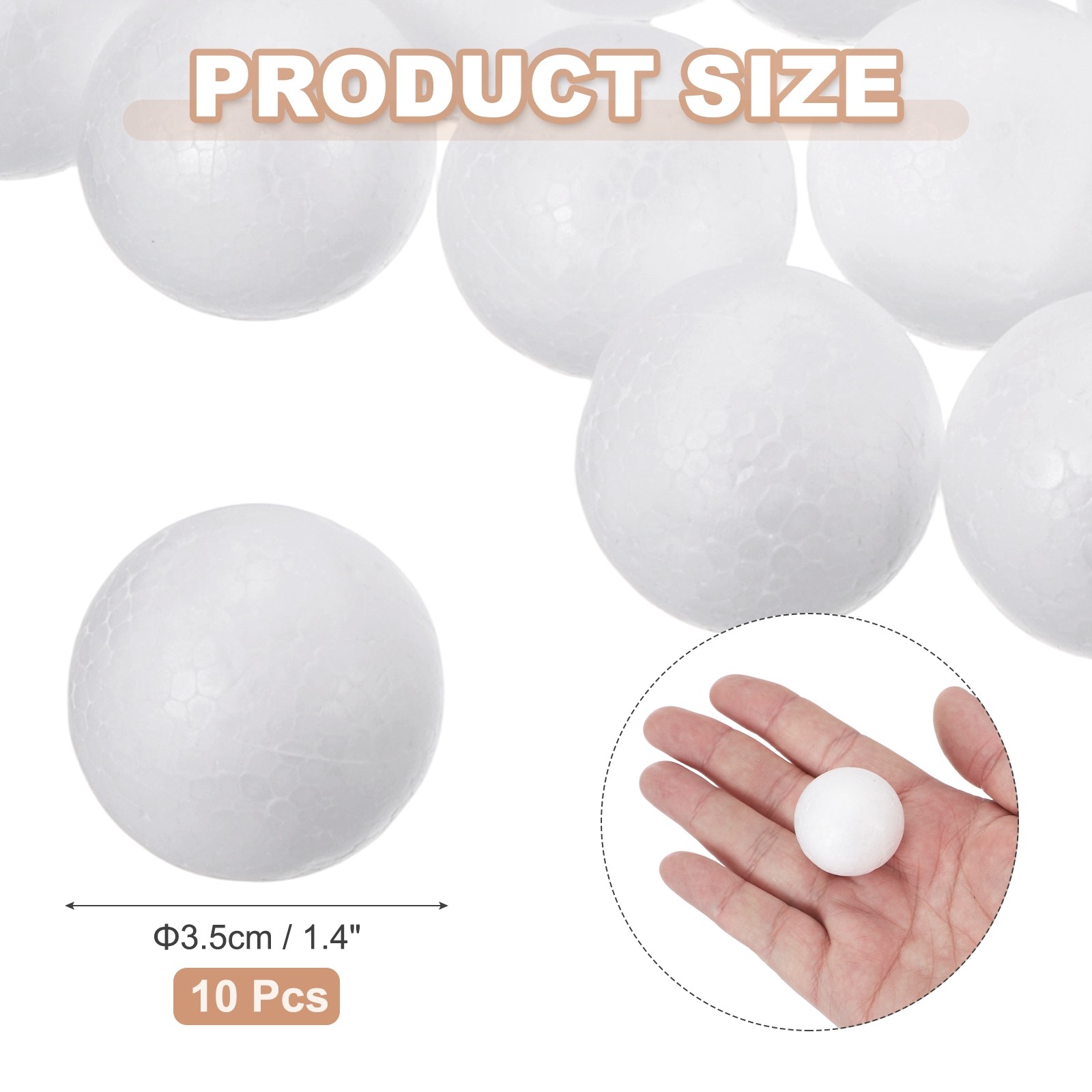 10 Pcs White Foam Balls 1.3 Inch Polystyrene Foam Ball for Crafts