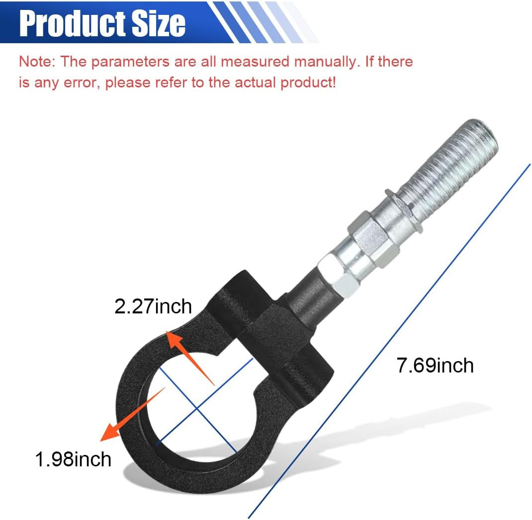 Car Front Bumper Tow Hook, Trailer Grappling Hook with Screw-In Design, Waterpro