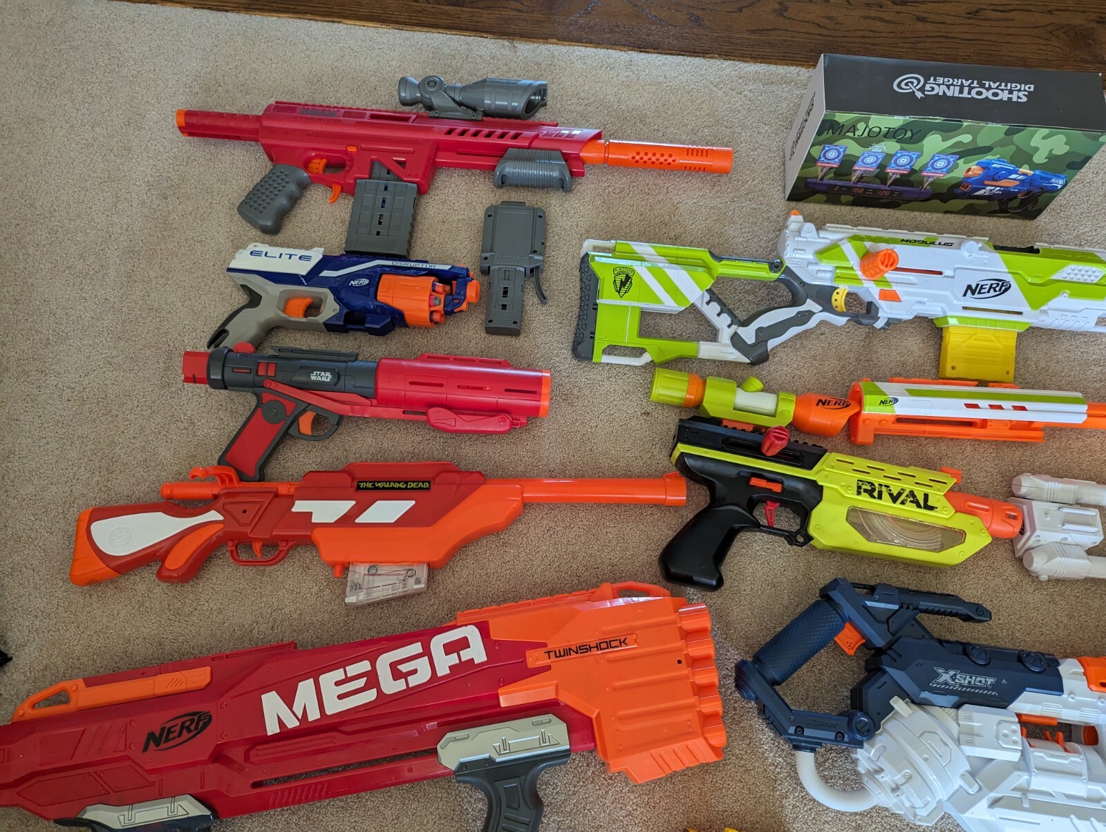 Nerf Gun Lot + Shooting Digital Target