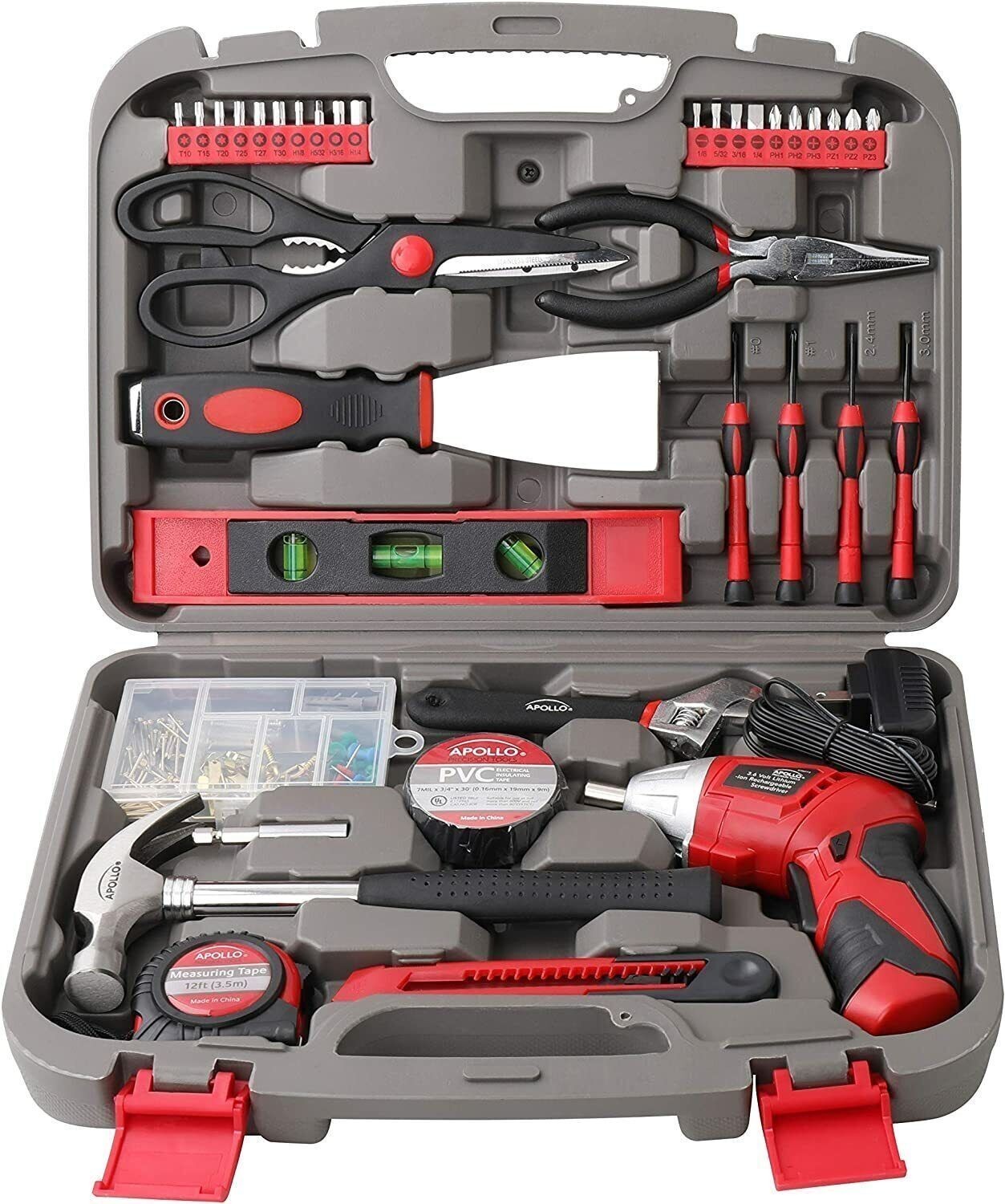 135PC Household Tool Set w Powerful Dual-Angle 3.6 V Li-Ion Cordless Screwdriver
