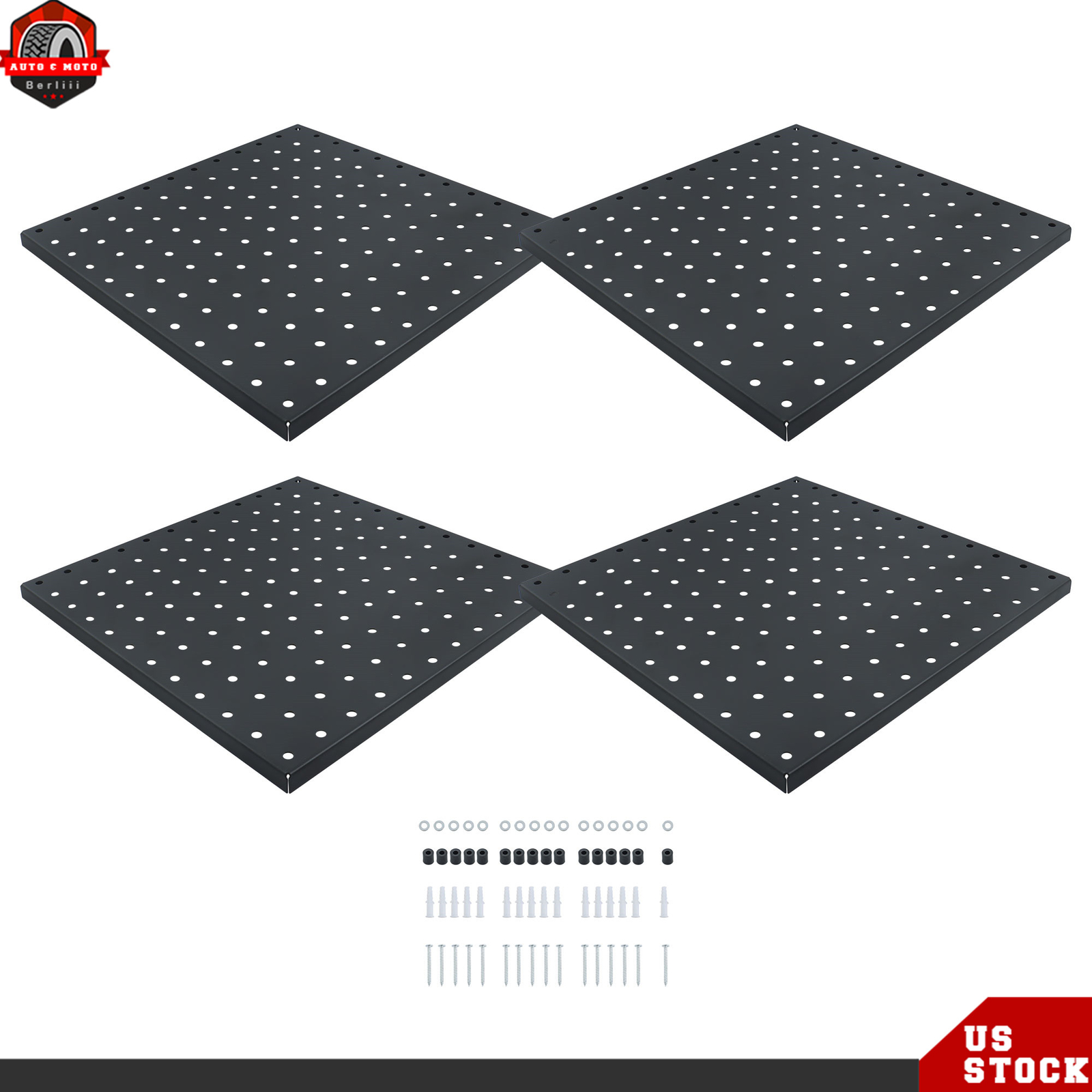 Wall Control Pegboard Rack 12"×12" Metal Pegboard Garage Tool Storage 4 Pack