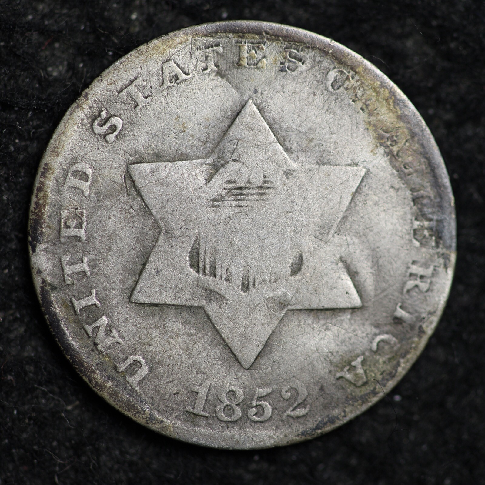 1852 3 CENT SILVER PIECE CHOICE GOOD FREE SHIPPING W142 ZCM
