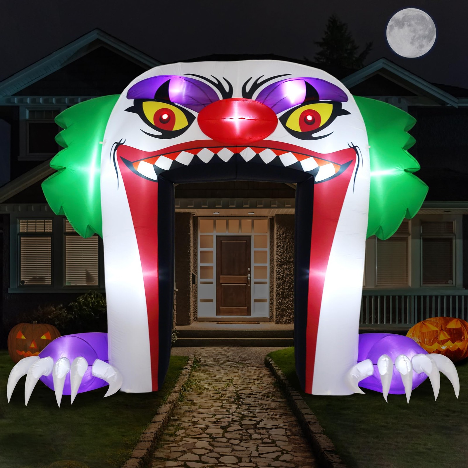ZPISF Giant 10 FT Halloween Inflatables Clown Archway Outdoor Purple