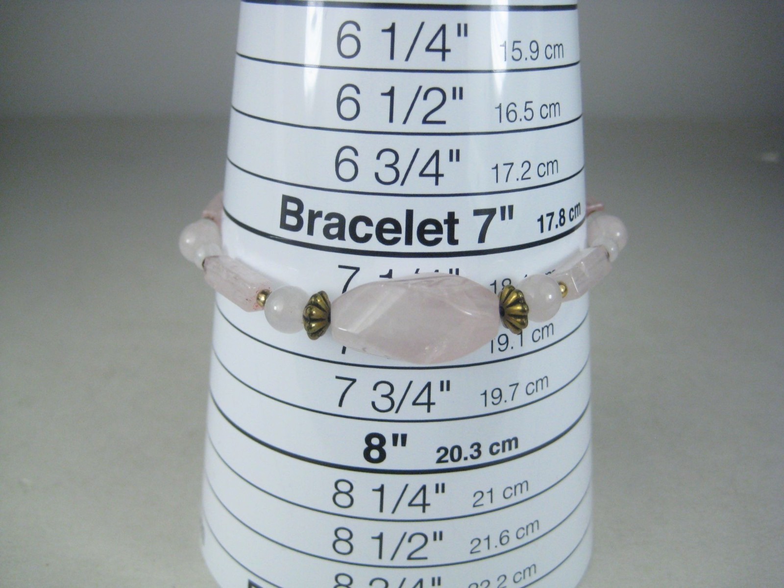 Handcrafted Rose Quartz Stone Bracelet Gold Tone Beads