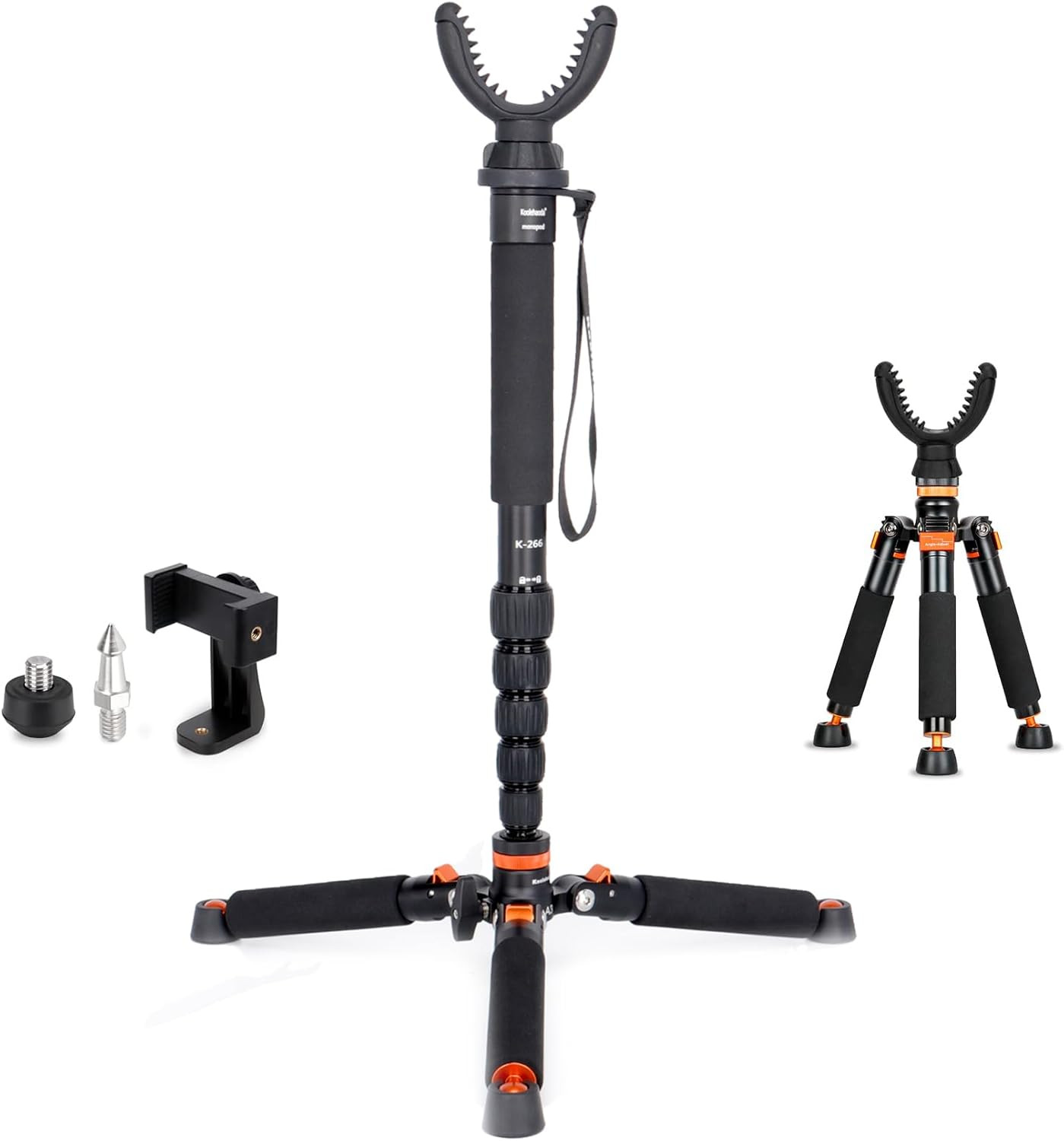 Aluminum Hunting Monopod - 21"-67" Shooting Tripod Stand with 360 Rotating V Yok