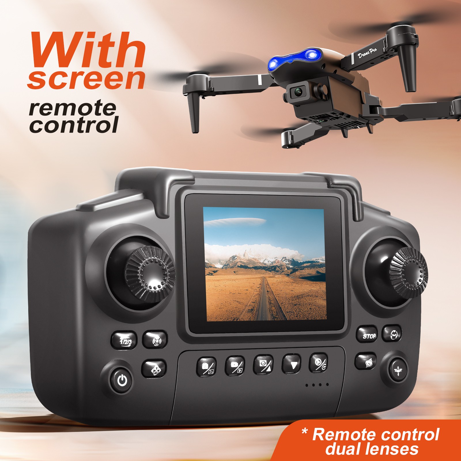 4K HD Camera Drone WiFi FPV RC Foldable Dual Camera Remote with Screen US