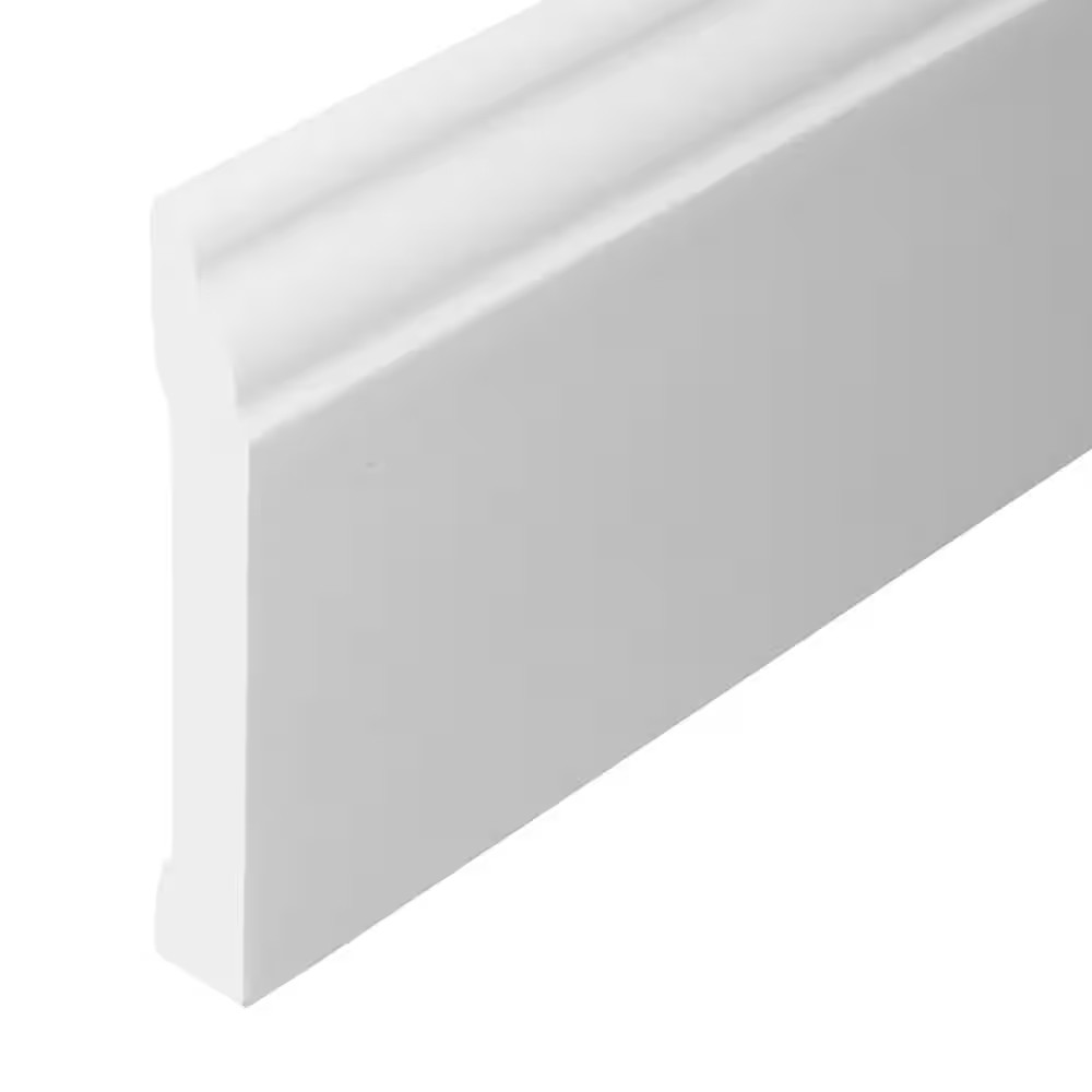 5523 7/16 In. X 3 1/4 In. X 96 In. Colonial Finished PVC White Baseboard Mouldin