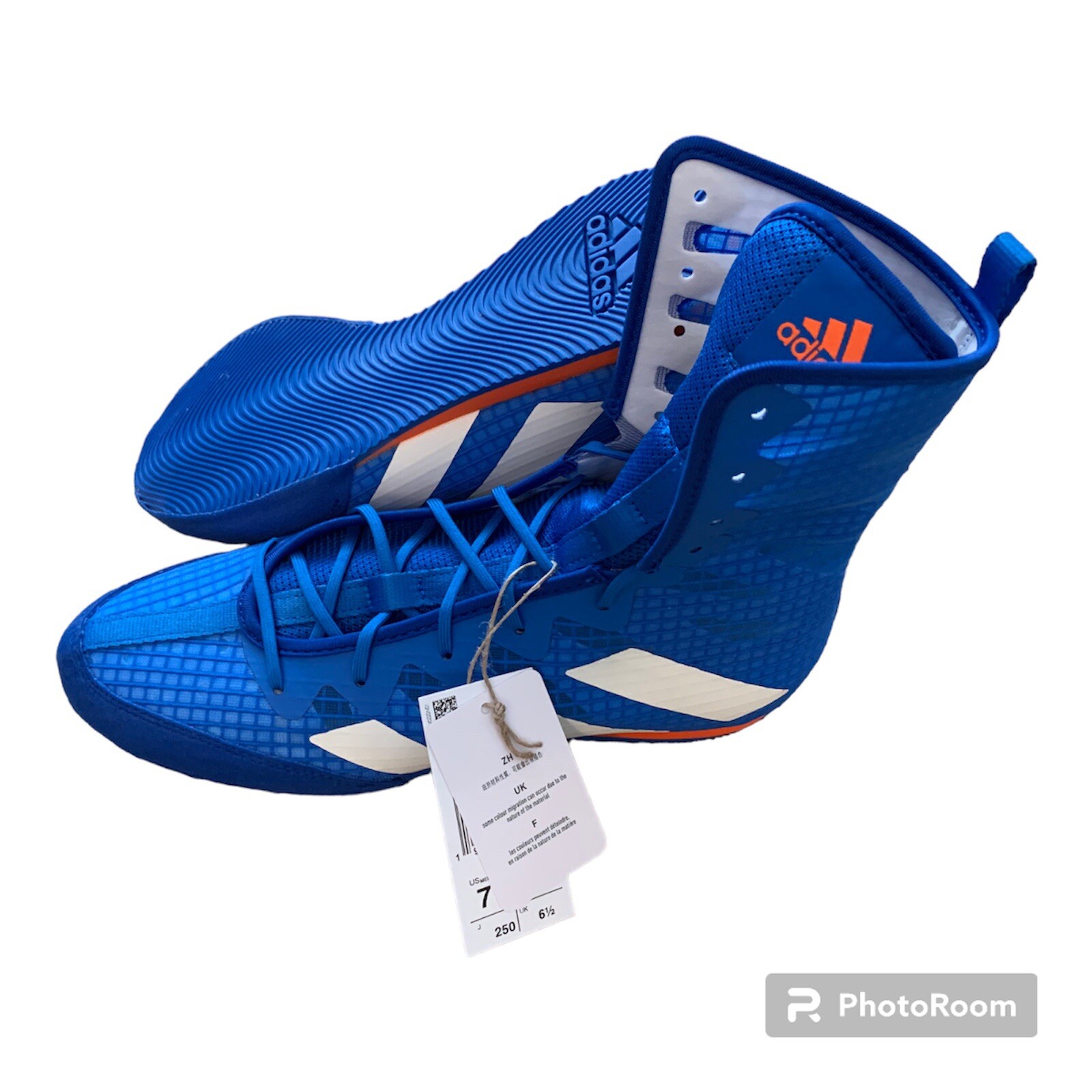 adidas Box Hog 4 Boxing Shoes Blue White Gym Training Size 7 WMNS 8 GW1402
