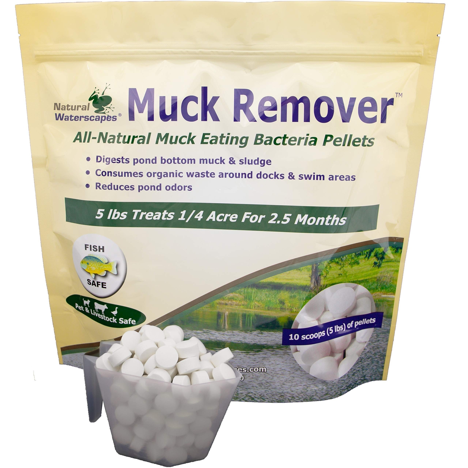 Muck Remover Pellets 5 lb (10 Scoops) | Pond Tablets Treat 1.25 Acres | Lake ...