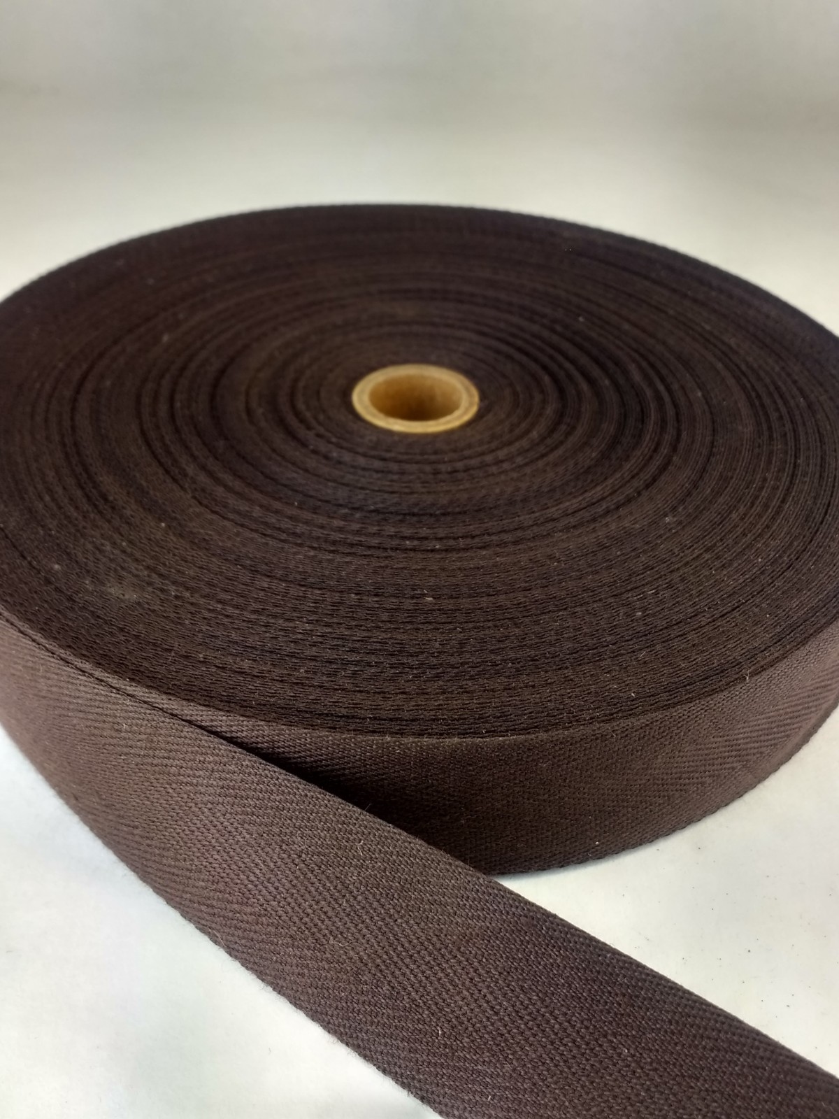 50 yard roll 1 in wide BROWN lightweight poly HB tape, fabric binding