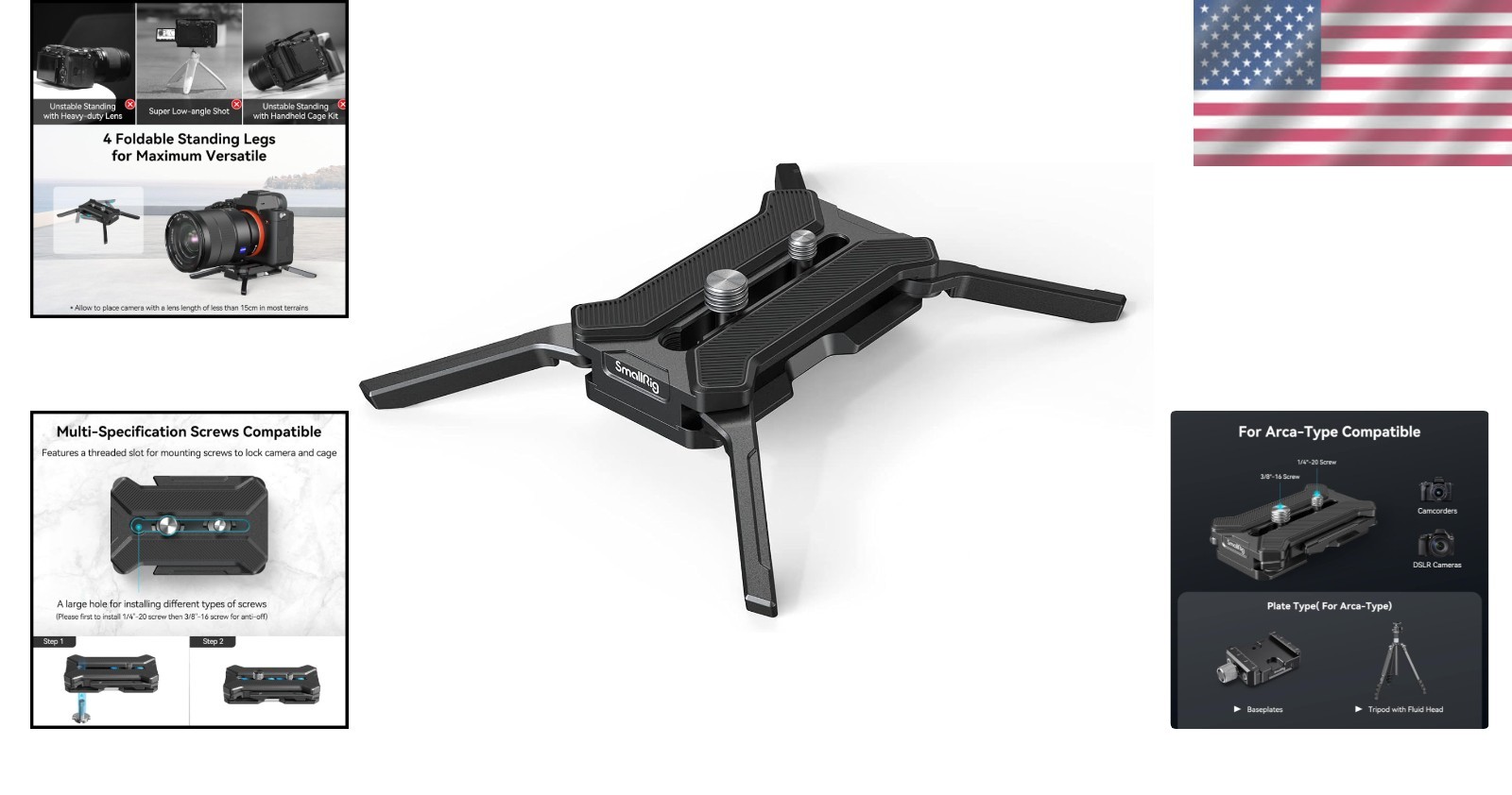 Lightweight Camera Quadruped Support Plate - 44.1lb Load