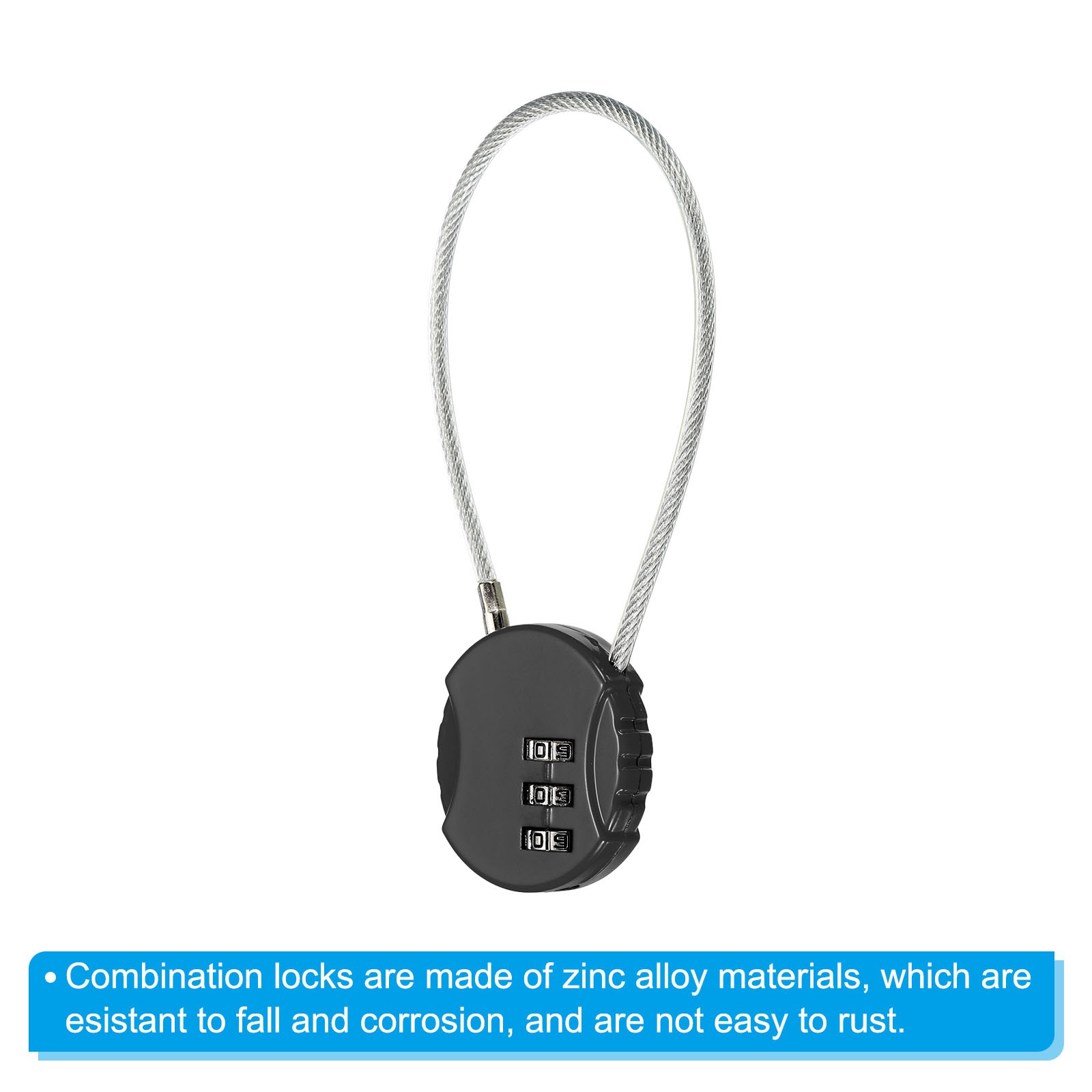 3Pcs 7.8" Small Combination Lock 3 Digit Padlock