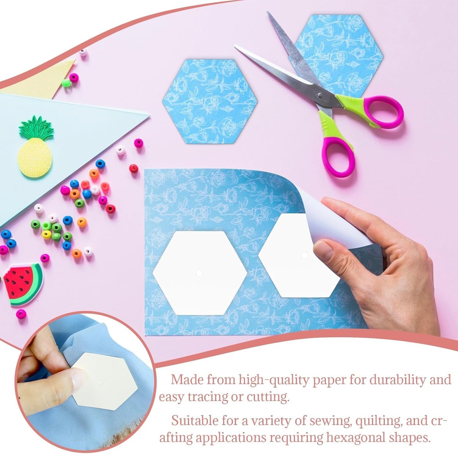 500 PCS Paper Piecing 1", Hexagon Quilting Templates for DIY Patchwork Crafts...