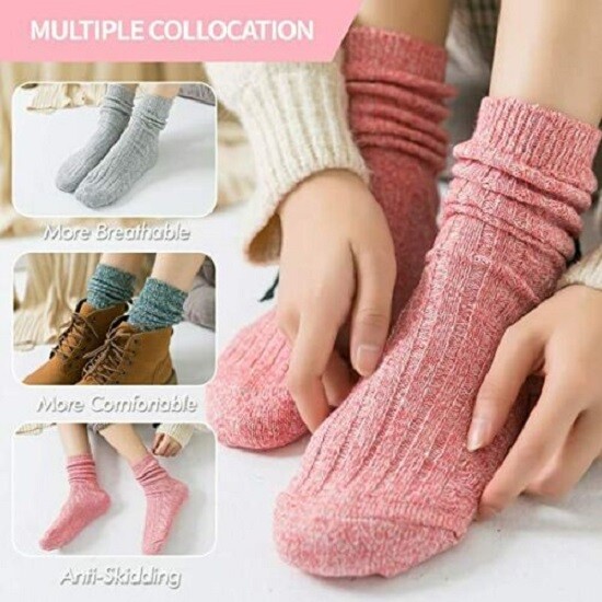Lady women Chunky Wool Socks, Soft Thick Heavy Duty Work Boot Socks UK 4-7