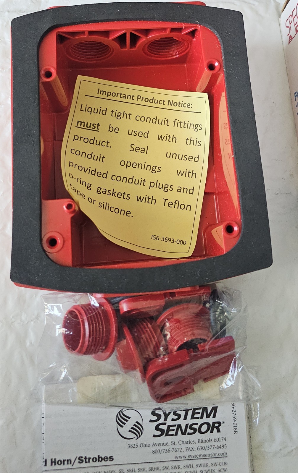 System Sensor P2RK-R Replacement Horn Strobe with New Back Bock(and accessories)