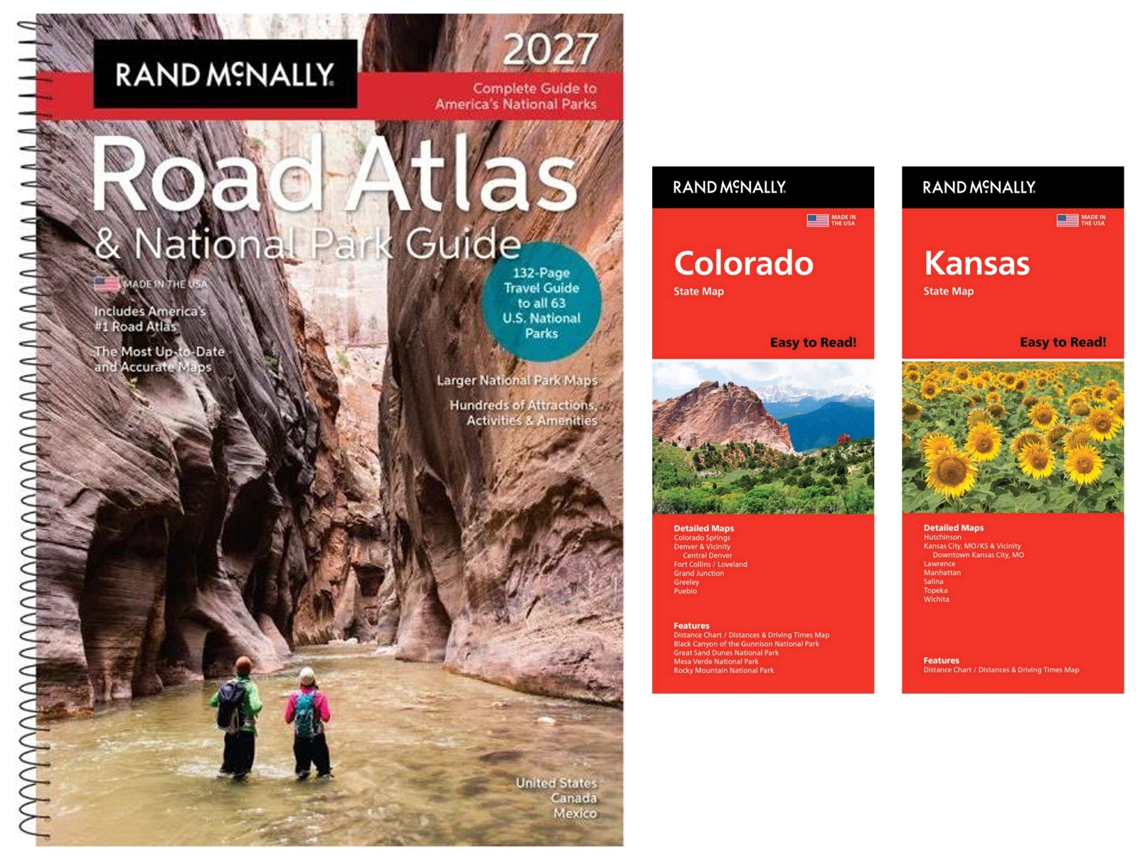 Rand McNally 2027 Road Atlas & National Park Guide + Easy-to-Read CO & KS Maps