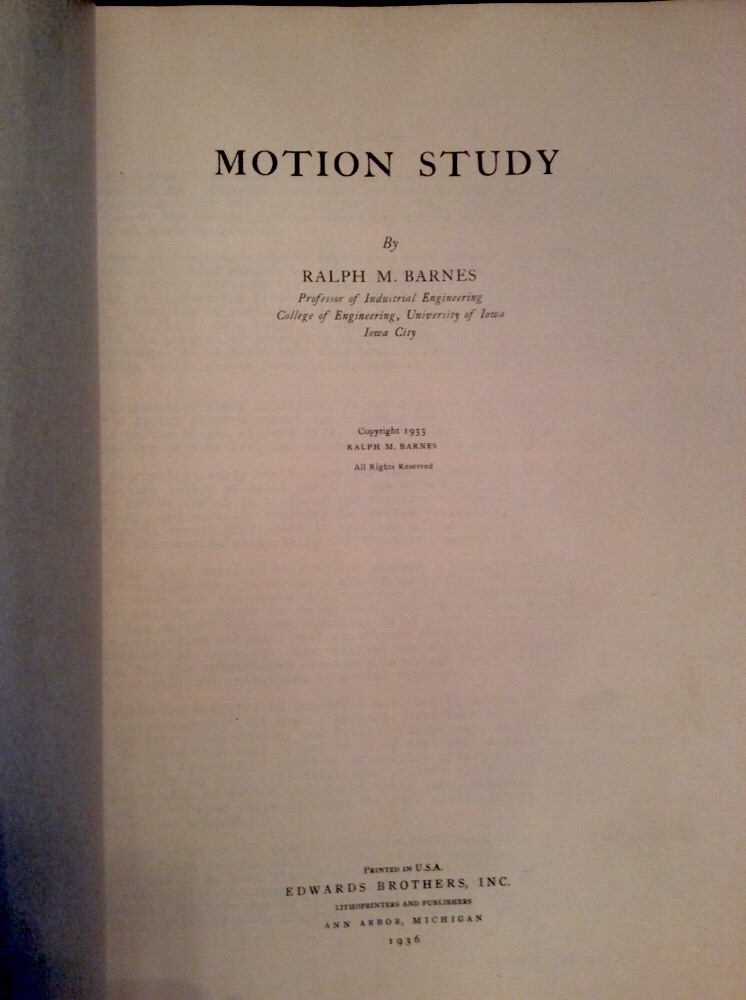 Scarce Manuscript ~ Motion Study ~ Ralph M. Barnes ~ 1936 Hand typed TextBook!