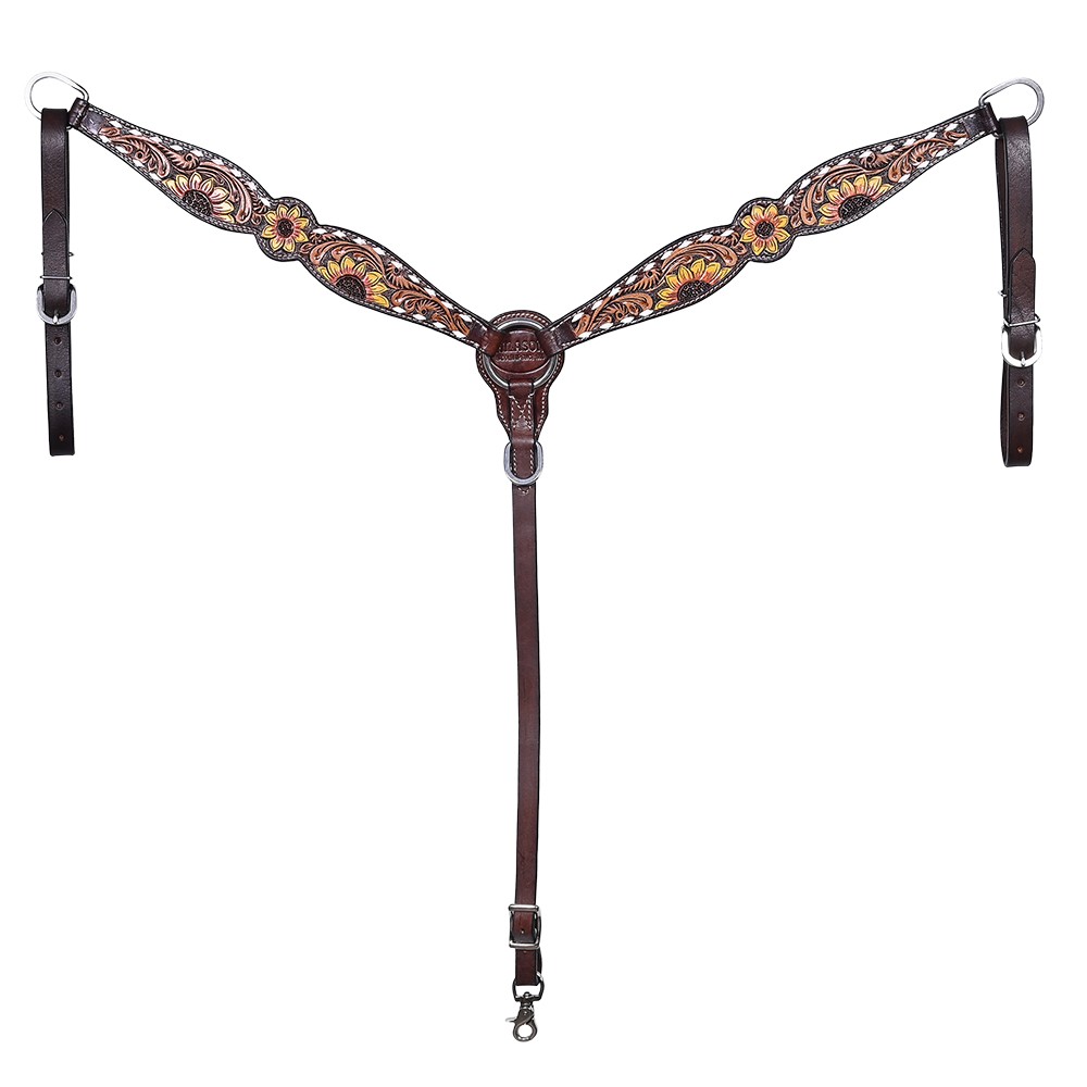 HILASON Western Horse Breast Collar American Leather Floral Carving | for Horses