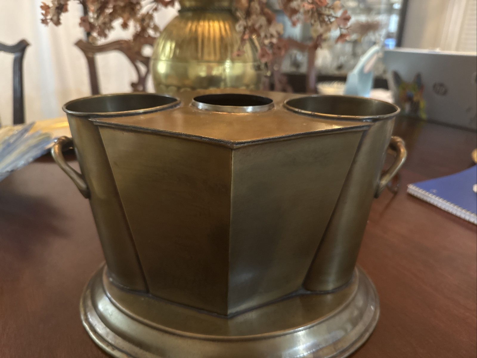 Brass wine cooler. Holds 2 Bottles/ice bucket