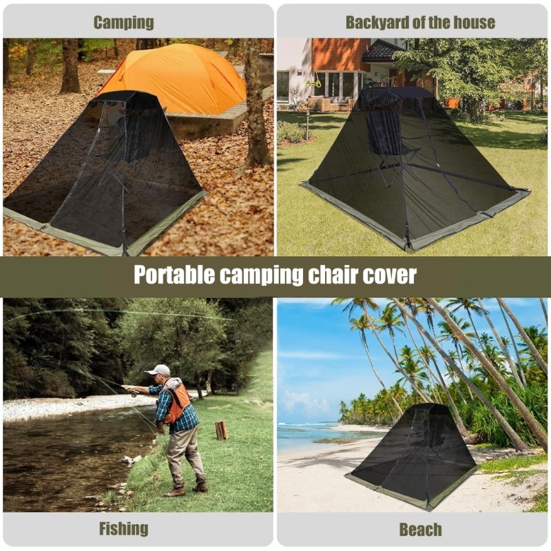 Breathable Polyester Mesh Camping Chair Mosquitoes Net Quick Installation Design