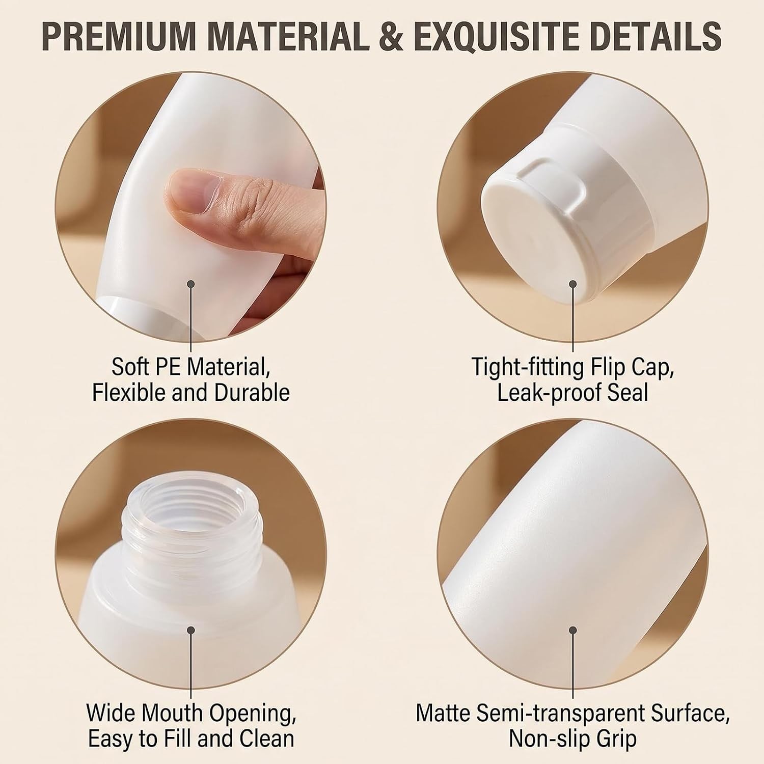 6pcs 150ml/5oz Clear Plastic Cosmetic Pressable Tubes Empty Squeeze Bottles with