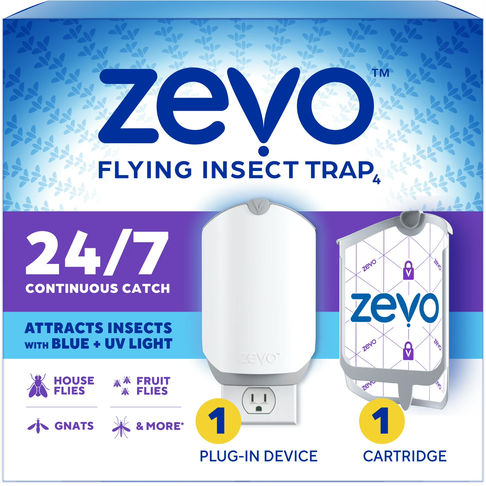 Zevo Flying Insect Indoor Fly Trap Full Size: Easy, Mess-Free Solution - Light T