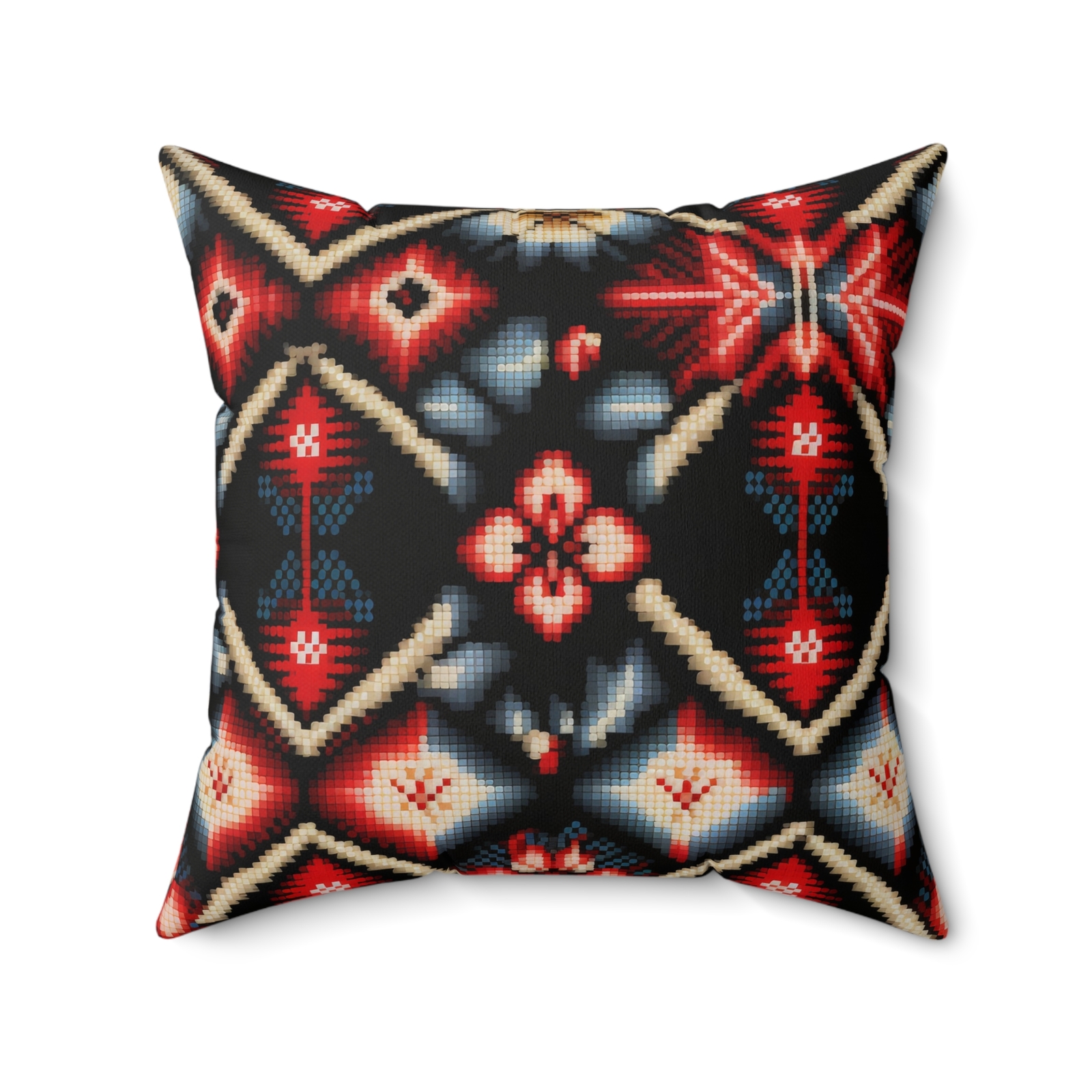 Romanian Folk Art Pattern Square Pillow + Cover, Ethnic Throw Pillow