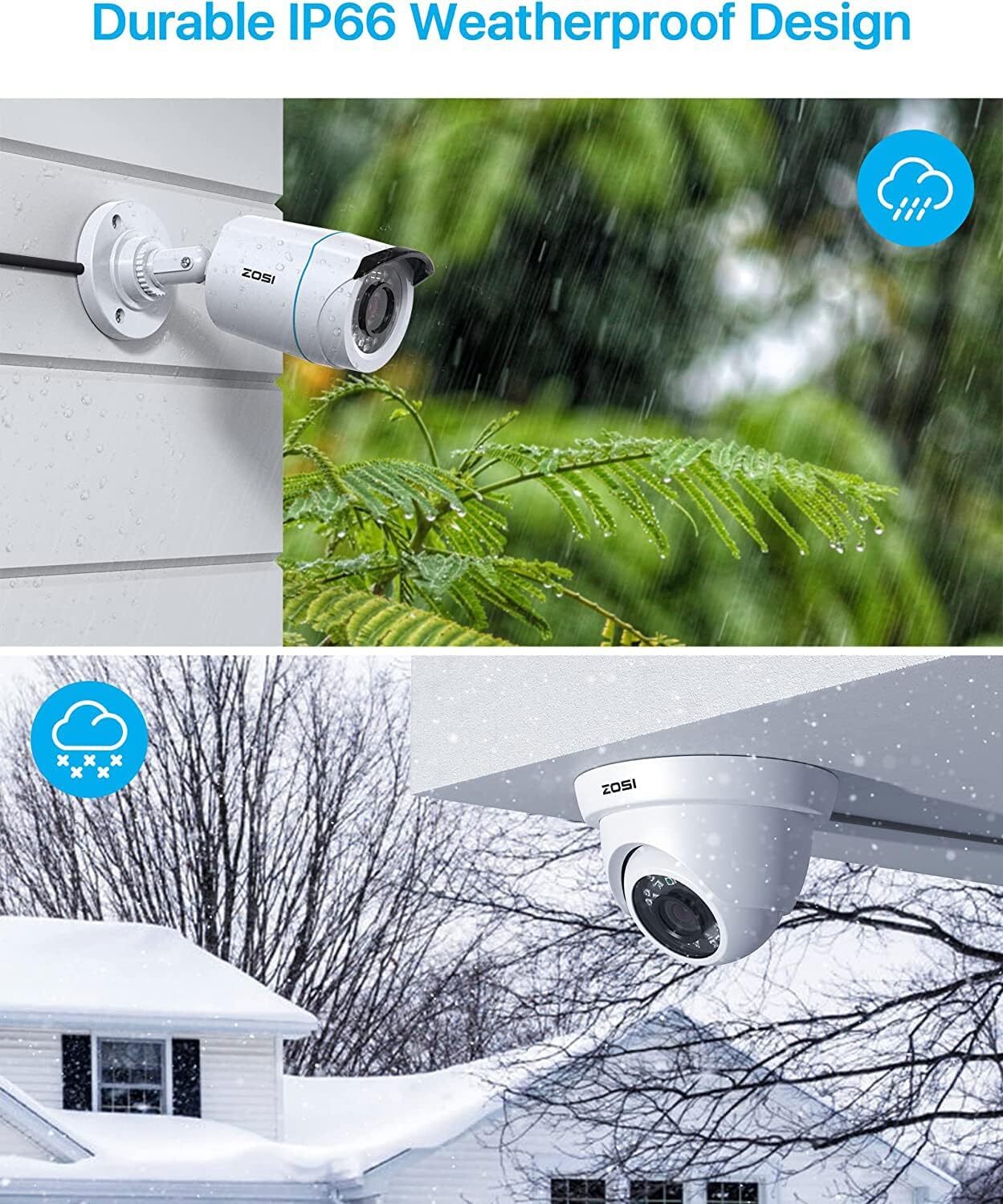 ZOSI 5MP Lite 8CH DVR Wired 2MP Security Camera System Remote View Motion Detect