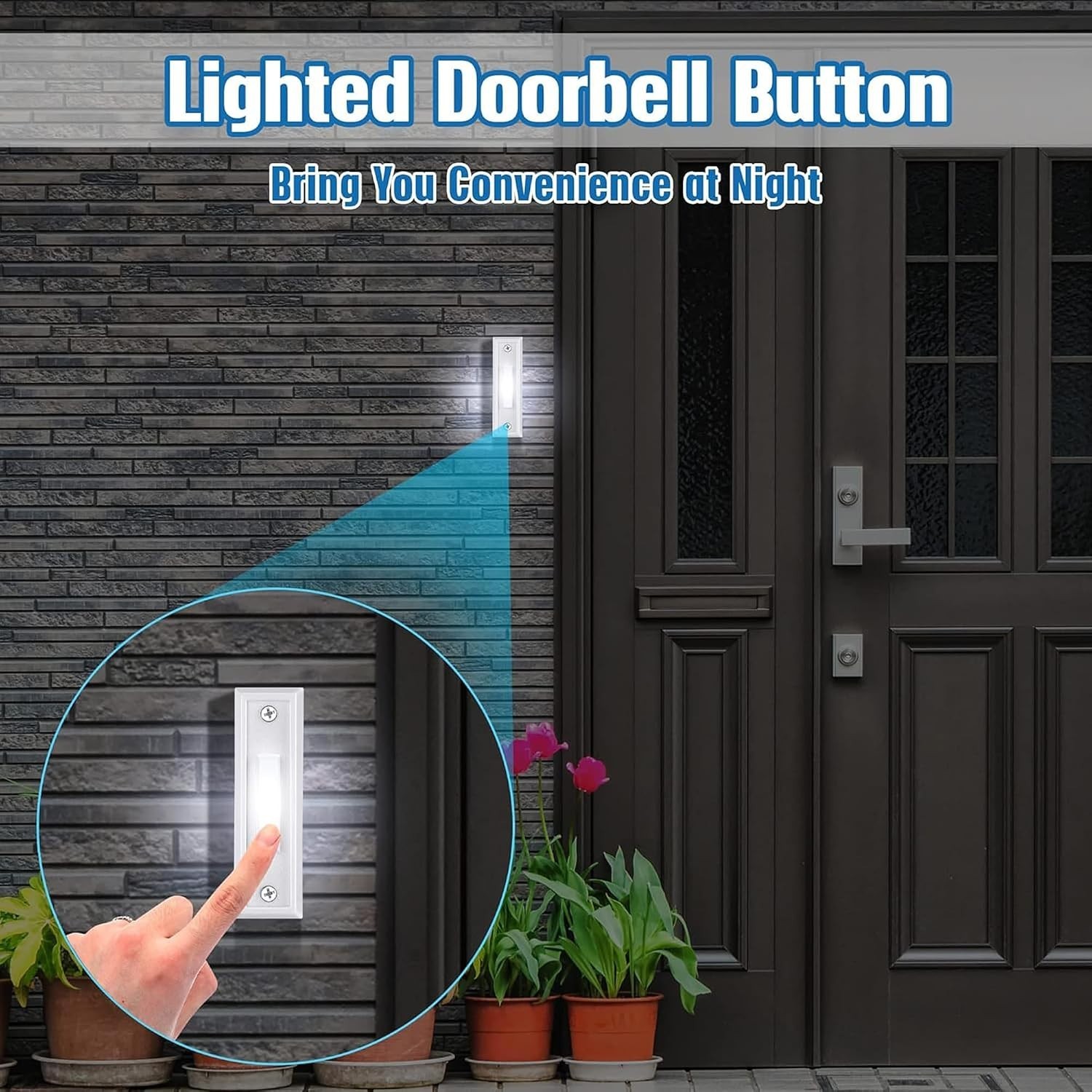 Lighted Push Button Doorbell - Energy-Saving Wired Solution (Pack of 2)