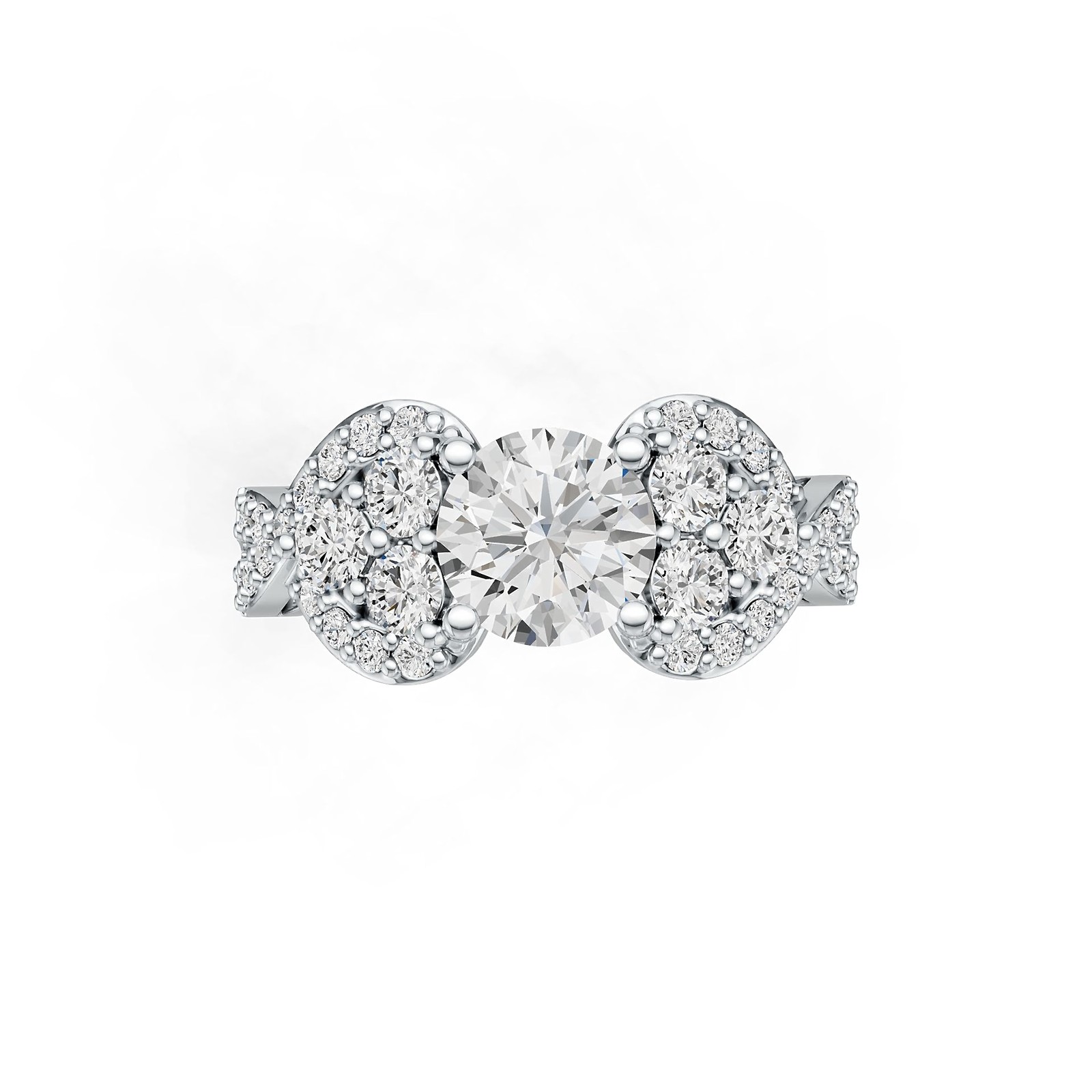 Sterling Silver Semi Mount Ring Setting Round RD 7x7mm with White Topaz