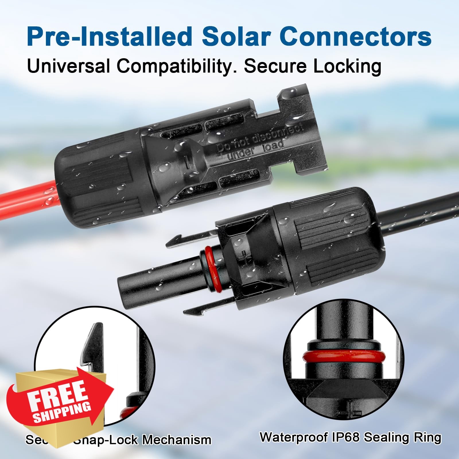 XRDS-RF 10AWG 20FT Solar Extension Cable 2 Pack Red/Black