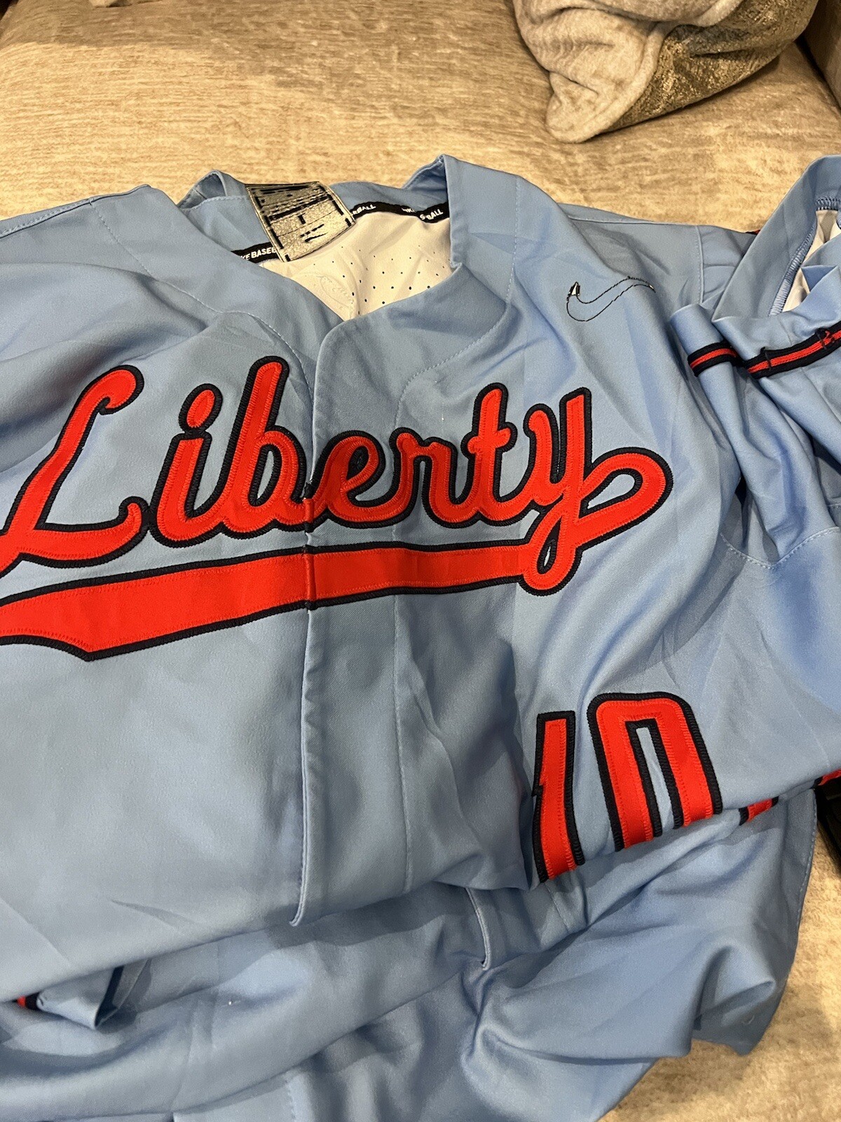 Nike Liberty University Flames NCAA Baseball Jersey Team Issued Game Worn