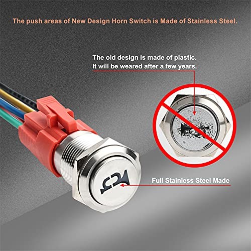16mm 12V Momentary Speaker Horn Push Button Toggle Switch Blue/ Silver Shell